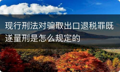 现行刑法对骗取出口退税罪既遂量刑是怎么规定的