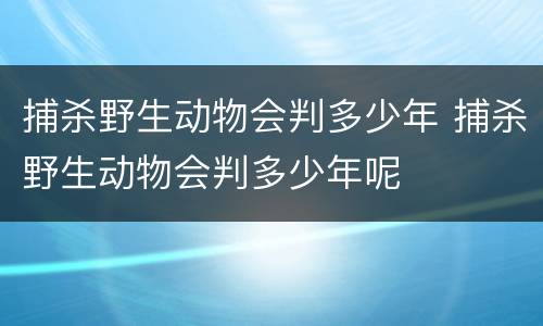 捕杀野生动物会判多少年 捕杀野生动物会判多少年呢