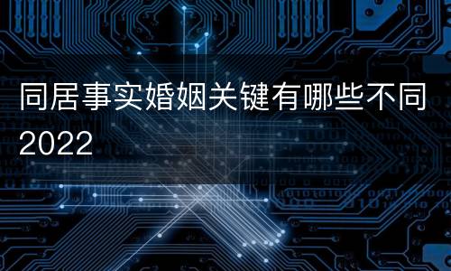 同居事实婚姻关键有哪些不同2022