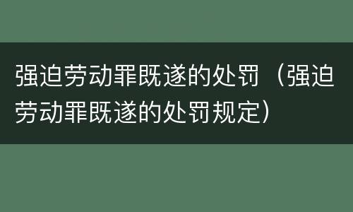 强迫劳动罪既遂的处罚（强迫劳动罪既遂的处罚规定）