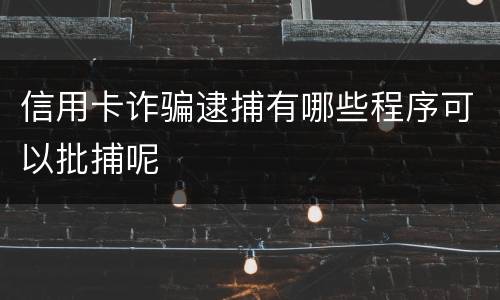 信用卡诈骗逮捕有哪些程序可以批捕呢