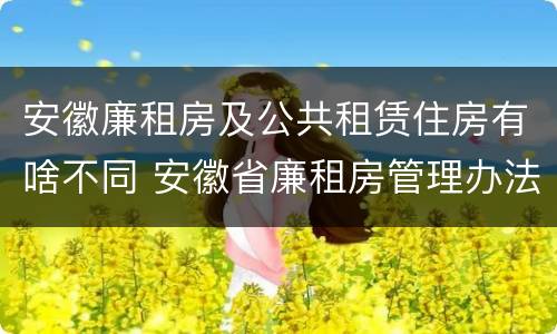 安徽廉租房及公共租赁住房有啥不同 安徽省廉租房管理办法