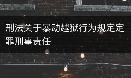 刑法关于暴动越狱行为规定定罪刑事责任