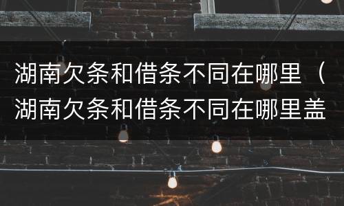 湖南欠条和借条不同在哪里（湖南欠条和借条不同在哪里盖章）