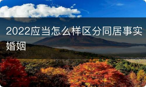 2022应当怎么样区分同居事实婚姻