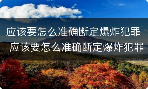 应该要怎么准确断定爆炸犯罪 应该要怎么准确断定爆炸犯罪事实