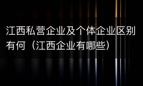 江西私营企业及个体企业区别有何（江西企业有哪些）
