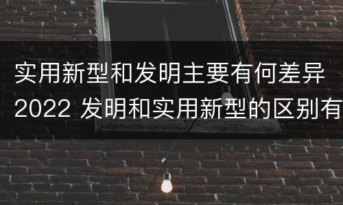 实用新型和发明主要有何差异2022 发明和实用新型的区别有