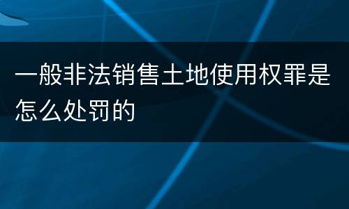 一般非法销售土地使用权罪是怎么处罚的