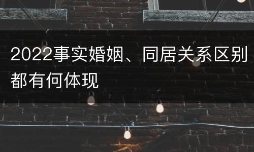 2022事实婚姻、同居关系区别都有何体现