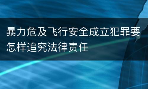 暴力危及飞行安全成立犯罪要怎样追究法律责任