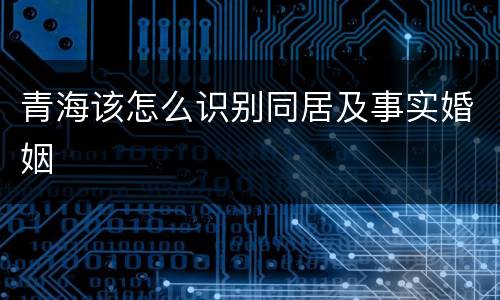 青海该怎么识别同居及事实婚姻