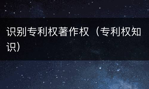 识别专利权著作权（专利权知识）