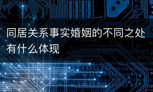 同居关系事实婚姻的不同之处有什么体现