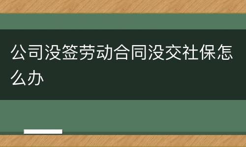 公司没签劳动合同没交社保怎么办
