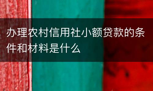 办理农村信用社小额贷款的条件和材料是什么