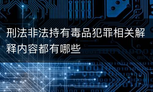 刑法非法持有毒品犯罪相关解释内容都有哪些