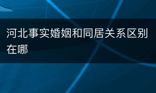 河北事实婚姻和同居关系区别在哪