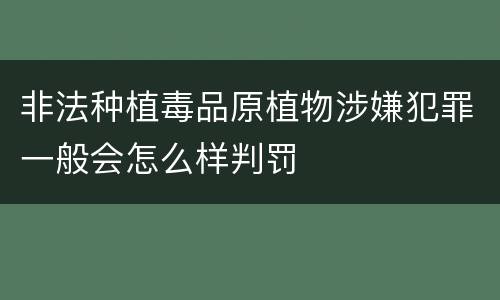非法种植毒品原植物涉嫌犯罪一般会怎么样判罚