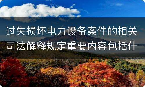 过失损坏电力设备案件的相关司法解释规定重要内容包括什么