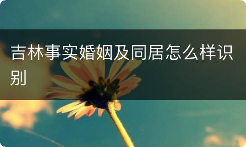 吉林事实婚姻及同居怎么样识别