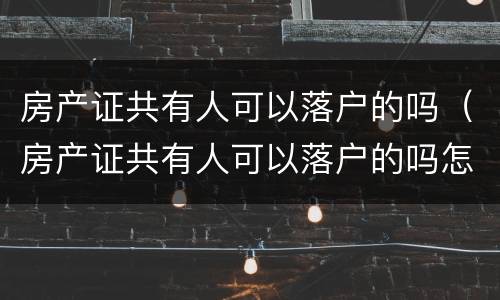房产证共有人可以落户的吗（房产证共有人可以落户的吗怎么办）