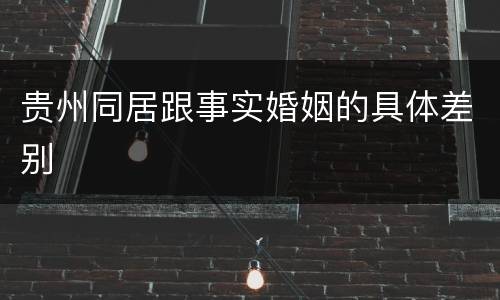贵州同居跟事实婚姻的具体差别