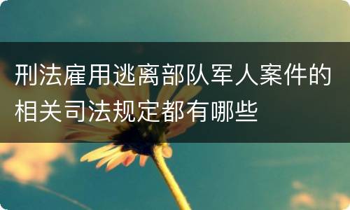 刑法雇用逃离部队军人案件的相关司法规定都有哪些