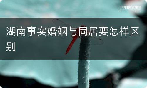 湖南事实婚姻与同居要怎样区别