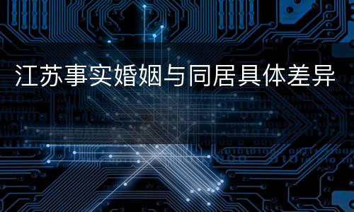 江苏事实婚姻与同居具体差异