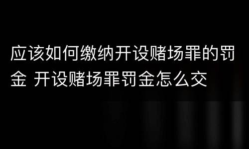 应该如何缴纳开设赌场罪的罚金 开设赌场罪罚金怎么交