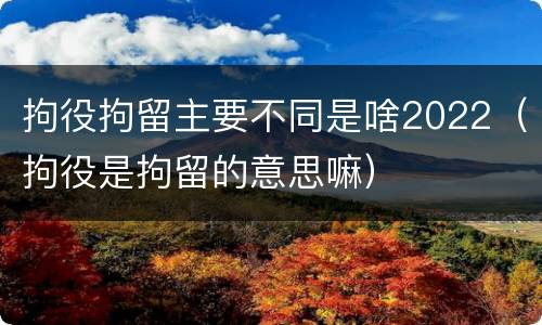 拘役拘留主要不同是啥2022（拘役是拘留的意思嘛）