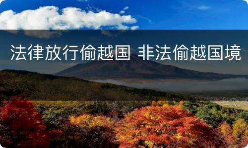 法律放行偷越国 非法偷越国境