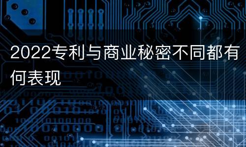 2022专利与商业秘密不同都有何表现