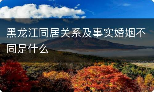 黑龙江同居关系及事实婚姻不同是什么