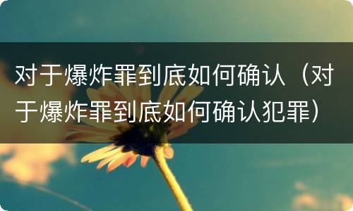 对于爆炸罪到底如何确认（对于爆炸罪到底如何确认犯罪）