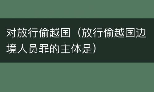对放行偷越国（放行偷越国边境人员罪的主体是）