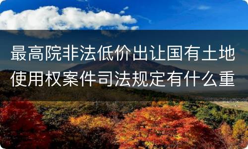最高院非法低价出让国有土地使用权案件司法规定有什么重要内容