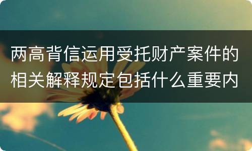 两高背信运用受托财产案件的相关解释规定包括什么重要内容