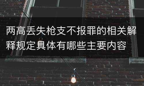 两高丢失枪支不报罪的相关解释规定具体有哪些主要内容