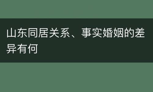 山东同居关系、事实婚姻的差异有何