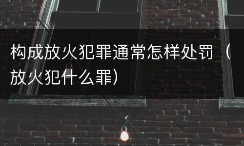 构成放火犯罪通常怎样处罚（放火犯什么罪）