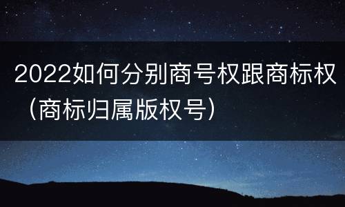 2022如何分别商号权跟商标权（商标归属版权号）