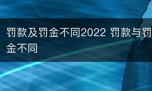 罚款及罚金不同2022 罚款与罚金不同