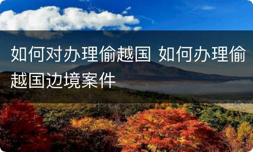 如何对办理偷越国 如何办理偷越国边境案件