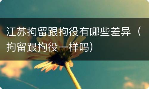江苏拘留跟拘役有哪些差异（拘留跟拘役一样吗）