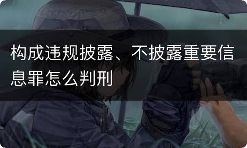 构成违规披露、不披露重要信息罪怎么判刑