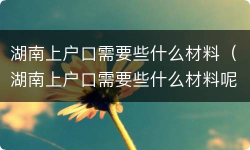 湖南上户口需要些什么材料（湖南上户口需要些什么材料呢）