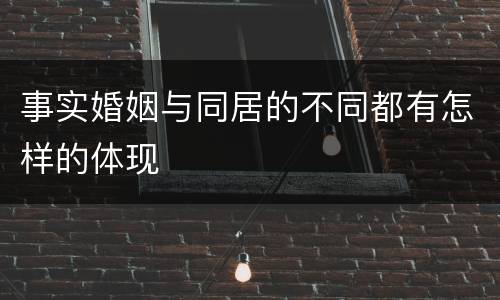 事实婚姻与同居的不同都有怎样的体现