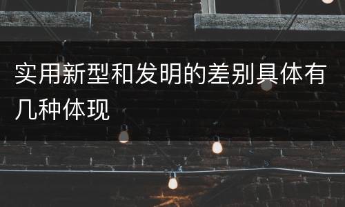 实用新型和发明的差别具体有几种体现